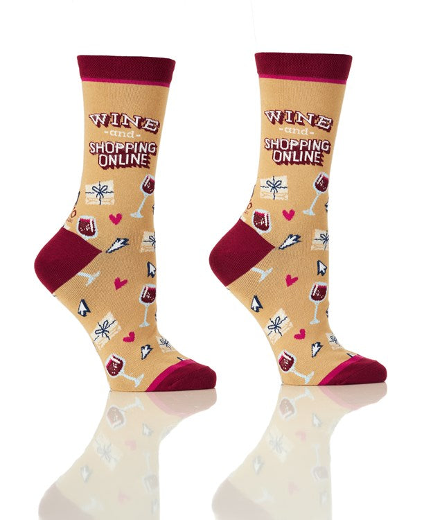 Women's Socks "Wine & Shopping Online"