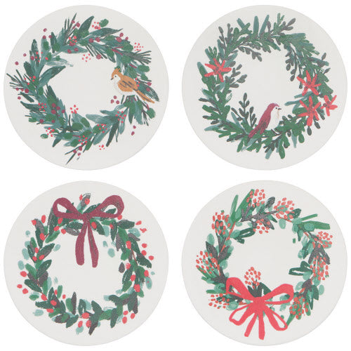 Coasters - Set of 4 Christmas Wreaths