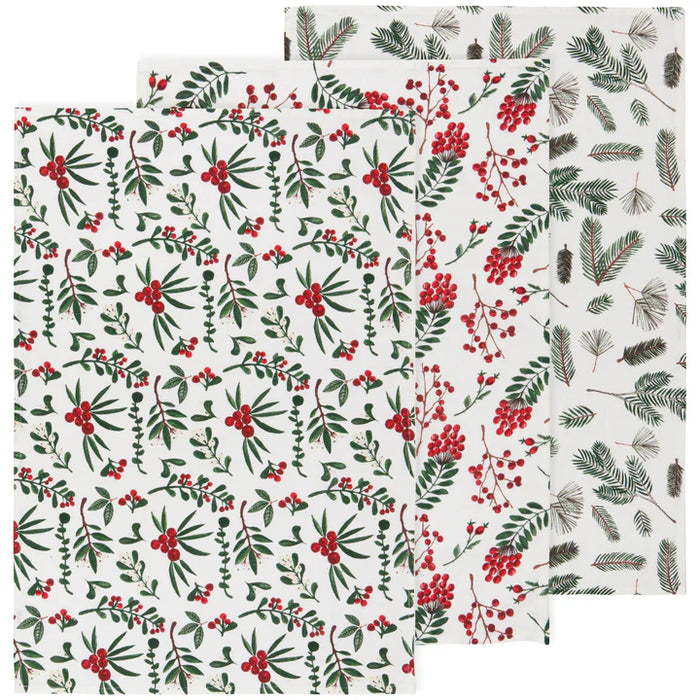 Printed Floursack Dish Towels Set of 3 - Winterberry