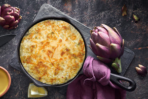 Gourmet du Village Cast Iron Skillet with Parmesan & Artichoke Dip