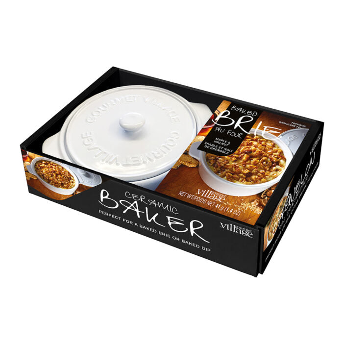 Gourmet du Village Brie Baker with Maple/Walnut Brie Topping - White