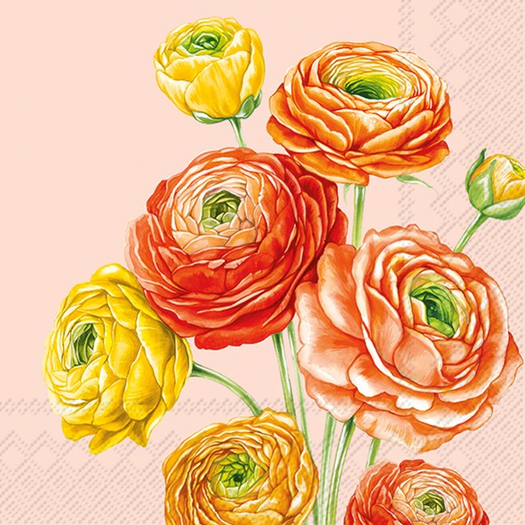 Paper Lunch Napkin, Ranunculus Rose