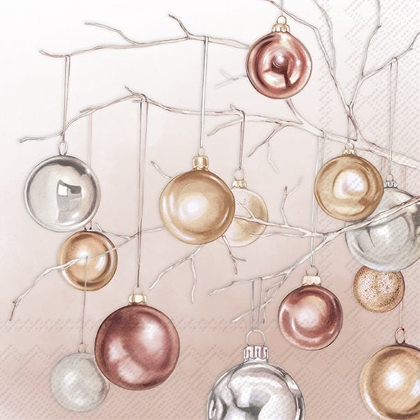 Paper Lunch Napkin, Christmas Copper Baubles