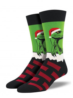 Men's Socks" Raptor Claus"