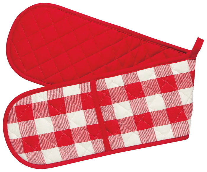 Long Double Oveb Mitt Red Check