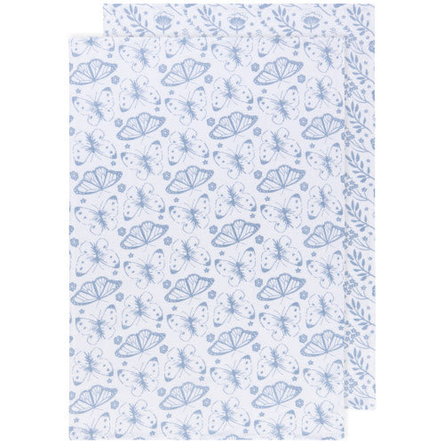Printed Floursack Dishtowels Set of 2 - Slate Blue