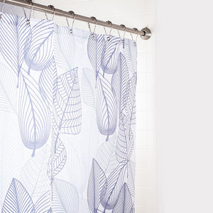 Fabric Shower Curtain- Grey Leaves