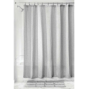 Fabric Waffle Weave Shower Curtain- Grey