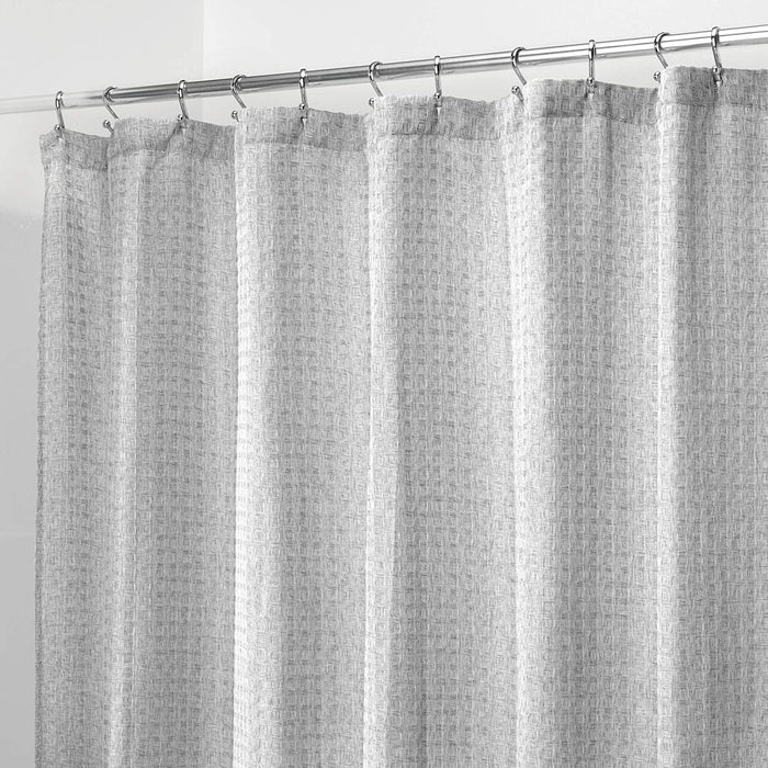 Fabric Waffle Weave Shower Curtain- Grey