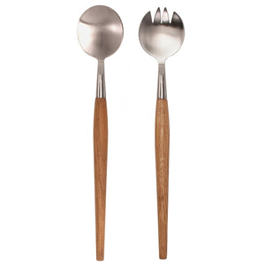 Stainless Steel and Acacia Wood Salad Servers