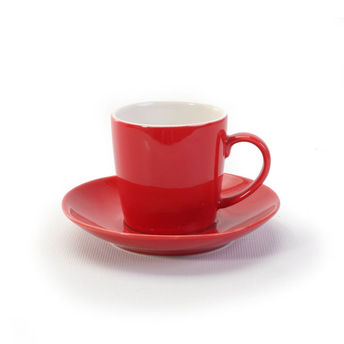 Ceramic Espresso Cup & Saucer - Red