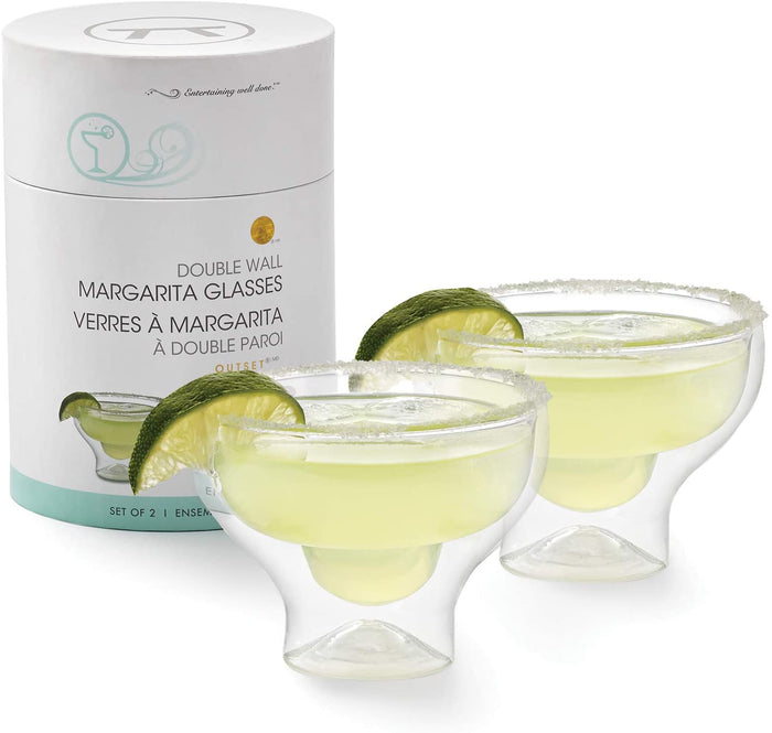 Double Wall Glass Margarita Glasses, Set of 2