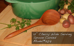 Cherry Wood Curved Wide Serving Spoon