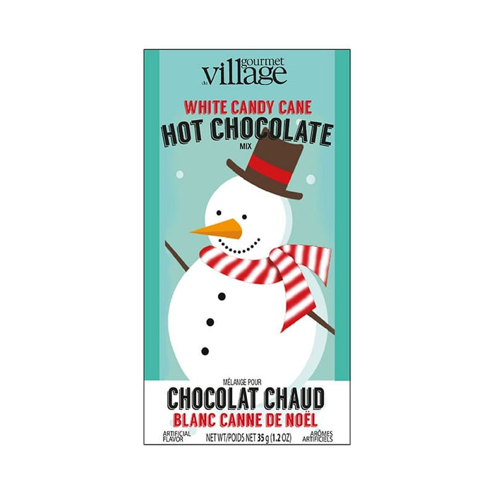Gourmet du Village Hot Chocolate White Candy Cane Retro Snowman
