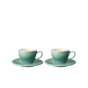 Le Creuset Classic Cappuccino Cup & Saucer Set of 2, Sage
