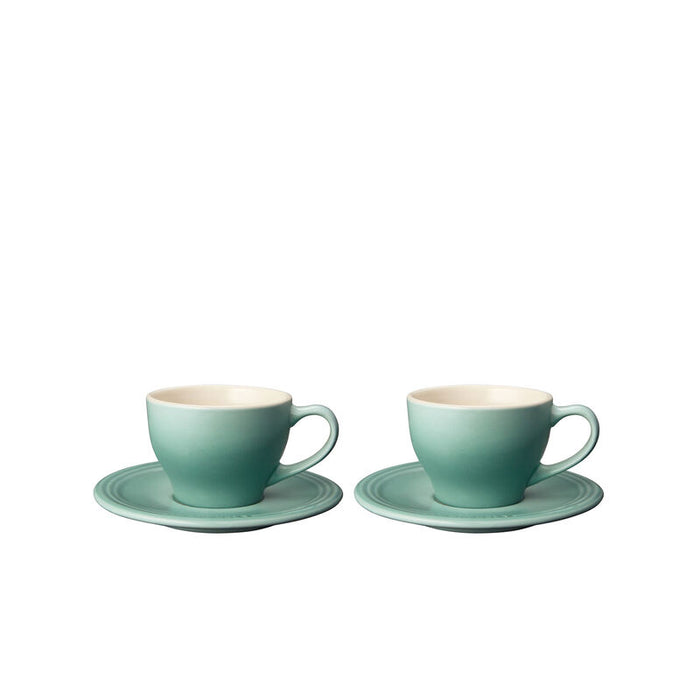 Le Creuset Classic Cappuccino Cup & Saucer Set of 2, Sage