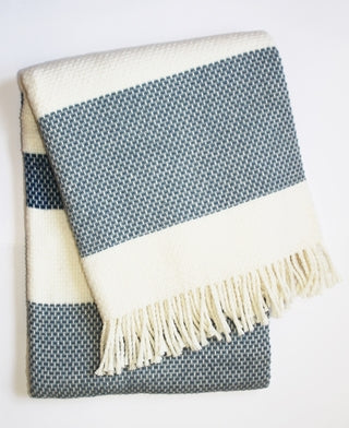 Throw Blanket - Granite Blue & White