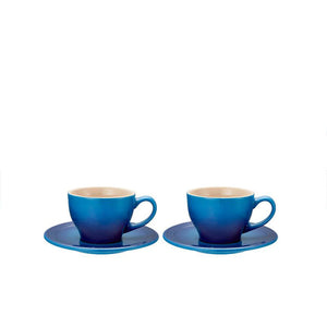 Le Creuset Classic Cappuccino Cup & Saucer Set of 2, Blueberry
