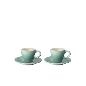 Le Creuset Classic Espresso Cups & Saucers set of 2, Sage